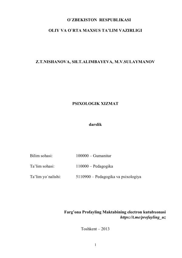 Psixologik xizmat (Z.N) @profayling_uz