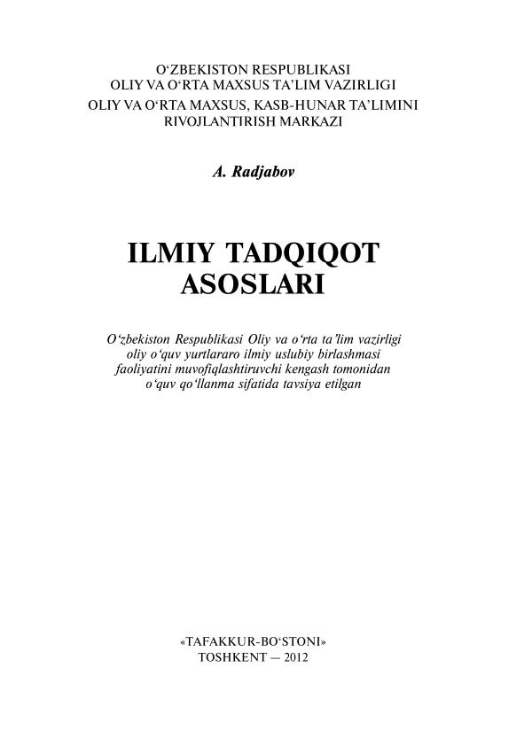 Ilmiy tadqiqot asoslari A.Radjabov